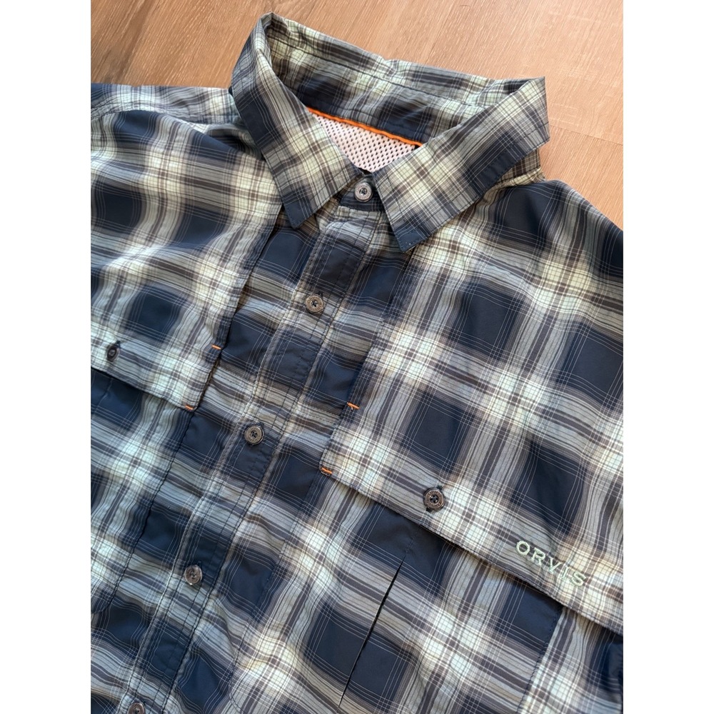Orvis Vented Fishing Shirt Performance Short‎ Sleeve Plaid Mens Large